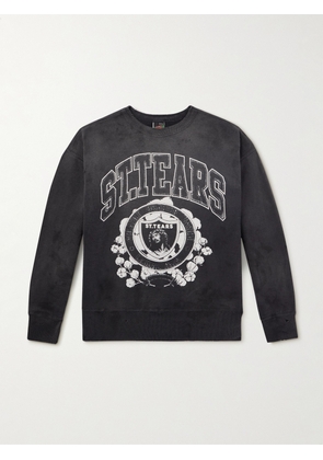 SAINT MXXXXXX - Denim Tears Saint Tears Distressed Printed Cotton-Jersey Sweatshirt - Men - Gray - S
