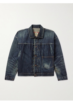 SAINT MXXXXXX - Distressed Pleated Denim Jacket - Men - Blue - S