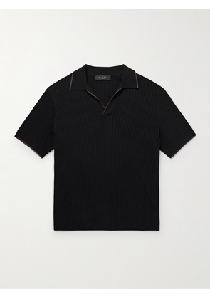Rag & Bone - Johnny Harbour Ribbed Cotton-Blend Polo Shirt - Men - Black - XS