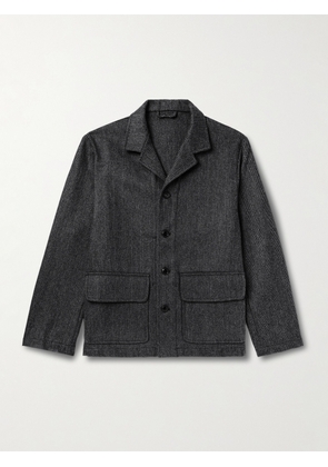 MILES LEON - Traveler Herringbone Wool and Cashmere-Blend Shirt Jacket - Men - Gray - S