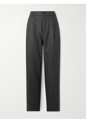MILES LEON - Traveler Straight-Leg Pleated Herringbone Wool and Cashmere-Blend Trousers - Men - Gray - UK/US 30