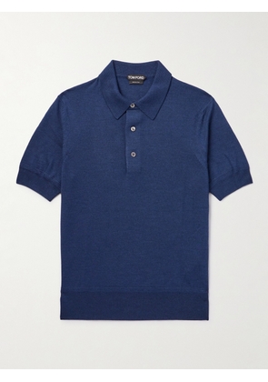 TOM FORD - Slim-Fit Cashmere and Silk-Blend Sweater - Men - Blue - IT 46