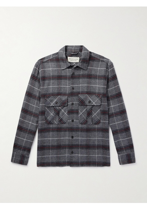 MILES LEON - Field Checked Brushed Herringbone Cotton-Flannel Shirt - Men - Gray - S