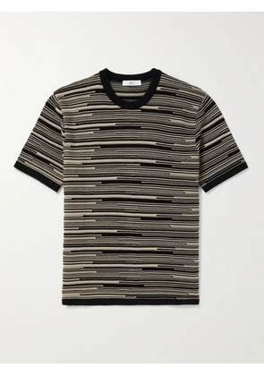 Mr P. - Striped Knitted Cotton T-Shirt - Men - Black - XS