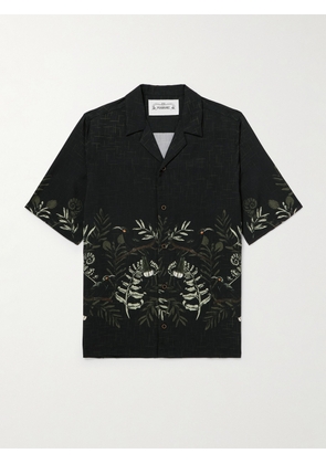 MANAAKI - Camp-Collar Printed Lyocell-Twill Shirt - Men - Black - XS