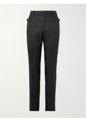 TOM FORD - Slim-Fit Straight-Leg Striped Metallic Woven Tuxedo Trousers - Men - Black - IT 46