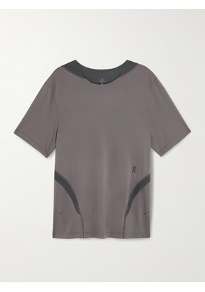 On - POST ARCHIVE FACTION Printed Stretch-Jersey and Mesh T-Shirt - Men - Gray - S