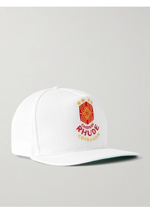 RHUDE - Azur Logo-Embroidered Linen Baseball Cap - Men - White