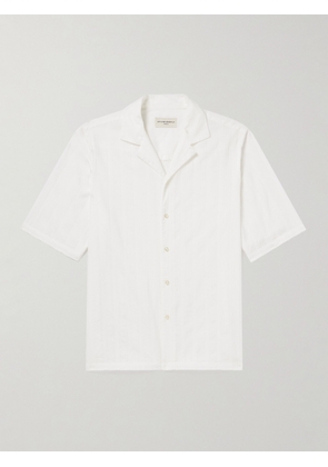 Officine Générale - Eren Camp-Collar Striped Cotton-Jacquard Shirt - Men - White - XS