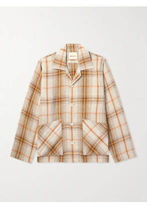NICHOLAS DALEY - Camp-Collar Checked Linen Overshirt - Men - Neutrals - S