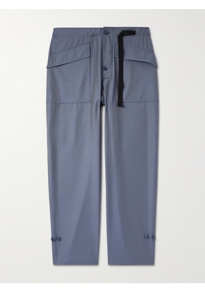4SDESIGNS - Tapered Belted Herringbone Wool Trousers - Men - Blue - IT 46