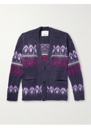 MARANT - Dyston Argyle Brushed-Knit Cardigan - Men - Purple - S