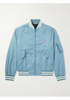 Valentino Garavani - Logo-Embroidered Striped Shell Bomber Jacket - Men - Blue - IT 46