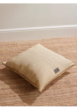 Brunello Cucinelli - Leather-Trimmed Raffia-Effect Cotton-Blend Cushion - Men - Neutrals