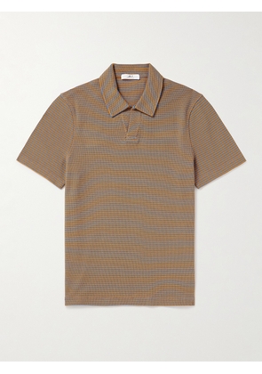 Mr P. - Striped Organic Cotton Polo Shirt - Men - Neutrals - XS