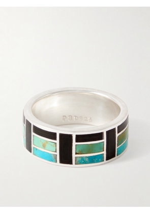 Peyote Bird - Gio Silver, Turquoise and Onyx Ring - Men - Blue - 7