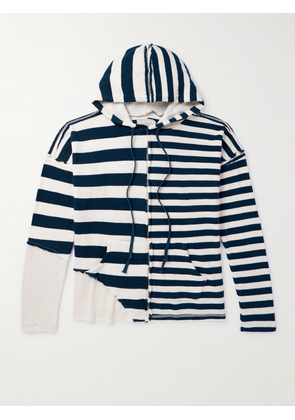 GREG LAUREN - Striped Cotton-Jersey Hoodie - Men - Blue - 1