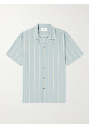 Mr P. - Michael Camp-Collar Striped Lyocell Shirt - Men - Green - XS