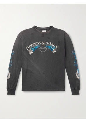 SAINT MXXXXXX - Goodbye Humanity Dice Distressed Printed Cotton-Jersey T-Shirt - Men - Gray - S
