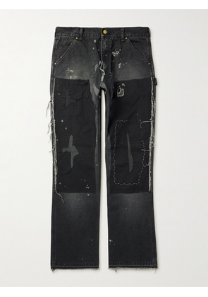 SAINT MXXXXXX - Straight-Leg Distressed Patchwork Jeans - Men - Black - S