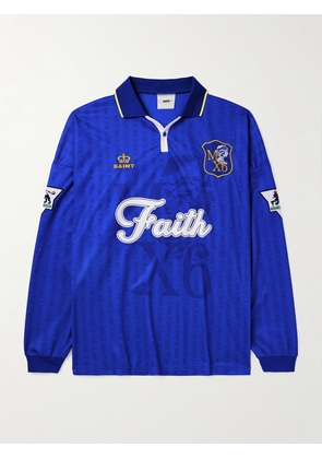 SAINT MXXXXXX - Logo-Embroidered Printed Appliquéd Mesh Polo Shirt - Men - Blue - S