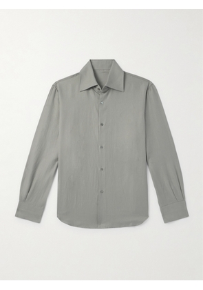 Stòffa - Spread-Collar Cotton and Linen-Blend Shirt - Men - Gray - IT 44