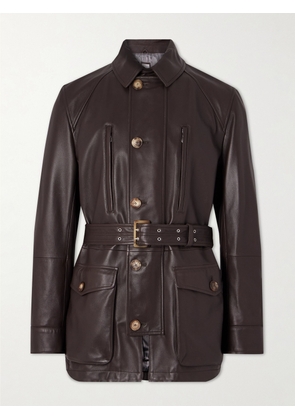 Brunello Cucinelli - Belted Full-Grain Leather Jacket - Men - Brown - S