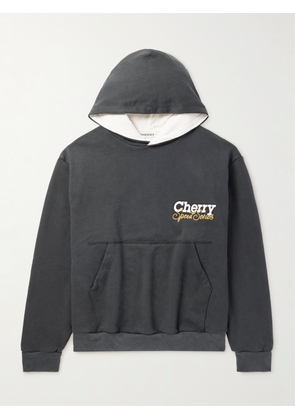 Cherry Los Angeles - Speed Series Garment-Dyed Printed Cotton-Jersey Hoodie - Men - Gray - XS