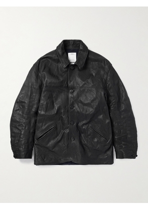 Visvim - Crinkled-Leather Jacket - Men - Black - 3