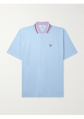 Wales Bonner - Logo-Embroidered Organic Cotton-Piqué Polo Shirt - Men - Blue - S