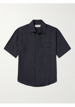 MILES LEON - Zen Oversized Pinstriped Linen Shirt - Men - Blue - S