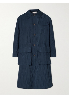 MILES LEON - Crinkled Cotton-Twill Coat - Men - Blue - S