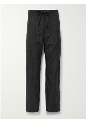 Kaptain Sunshine - Take Easy Baker Straight-Leg Pinstriped Wool-Twill Drawstring Suit Trousers - Men - Gray - UK/US 28