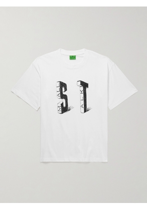 SMALL TALK - Logo-Print Cotton-Blend Jersey T-Shirt - Men - White - XS
