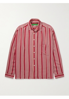 SMALL TALK - Striped Checked Voile Shirt - Men - Red - XS