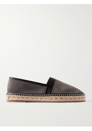 Manolo Blahnik - Nerano Leather-Trimmed Suede Espadrilles - Men - Gray - UK 6