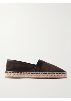 Manolo Blahnik - Nerano Leather-Trimmed Suede Espadrilles - Men - Brown - UK 6