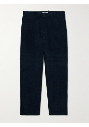 Mr P. - Edward Wide-Leg Organic Cotton-Corduroy Trousers - Men - Blue - 28
