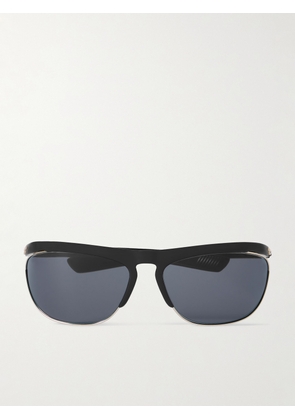Bottega Veneta - Aviator-Style Acetate and Silver-Tone Wrap-Around Sunglasses - Men - Black