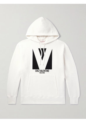 Valentino Garavani - Logo-Print Cotton-Jersey Hoodie - Men - Neutrals - XS