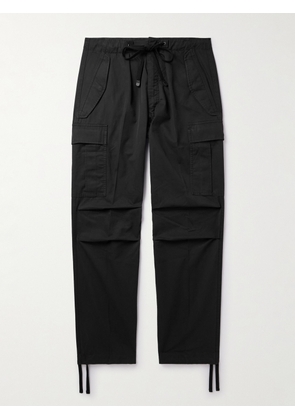 TOM FORD - New Enzyme Straight-Leg Cotton-Twill Drawstring Cargo Trousers - Men - Black - UK/US 30