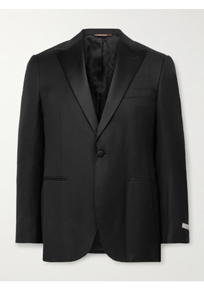 Canali - Satin-Trimmed Wool and Lyocell-Blend Jacquard Tuxedo Jacket - Men - Black - IT 46