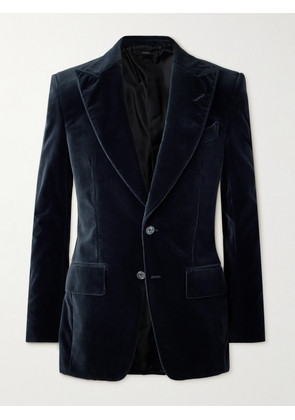 TOM FORD - Atticus Slim-Fit Cotton-Velvet Blazer - Men - Blue - IT 46
