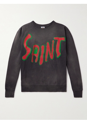 SAINT MXXXXXX - Distressed Logo-Print Cotton-Jersey Sweatshirt - Men - Gray - S