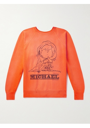 SAINT MXXXXXX - Michael Distressed Printed Cotton-Jersey Sweatshirt - Men - Orange - S