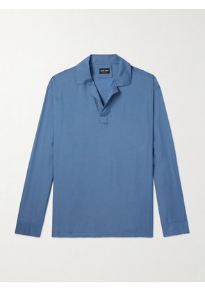 GIORGIO ARMANI - Blue Lyocell and Silk-Blend Shirt - Men - Blue - XL