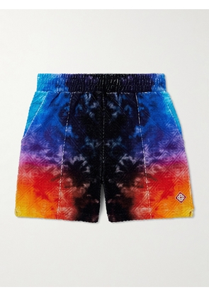 Casablanca - Straight-Leg Logo-Appliquéd Jacquard-Knit Cotton-Blend Terry Shorts - Men - Blue - S
