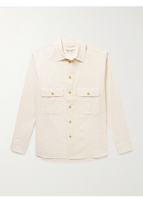 MILES LEON - Field Striped Tumbled Cotton and Linen-Blend Shirt - Men - Neutrals - S