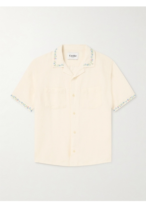 Corridor - Hamsa Camp-Collar Embroidered Cotton Shirt - Men - Neutrals - S