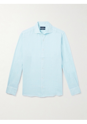 Thom Sweeney - Slim-Fit Cutaway-Collar Linen Shirt - Men - Blue - UK/US 15.5